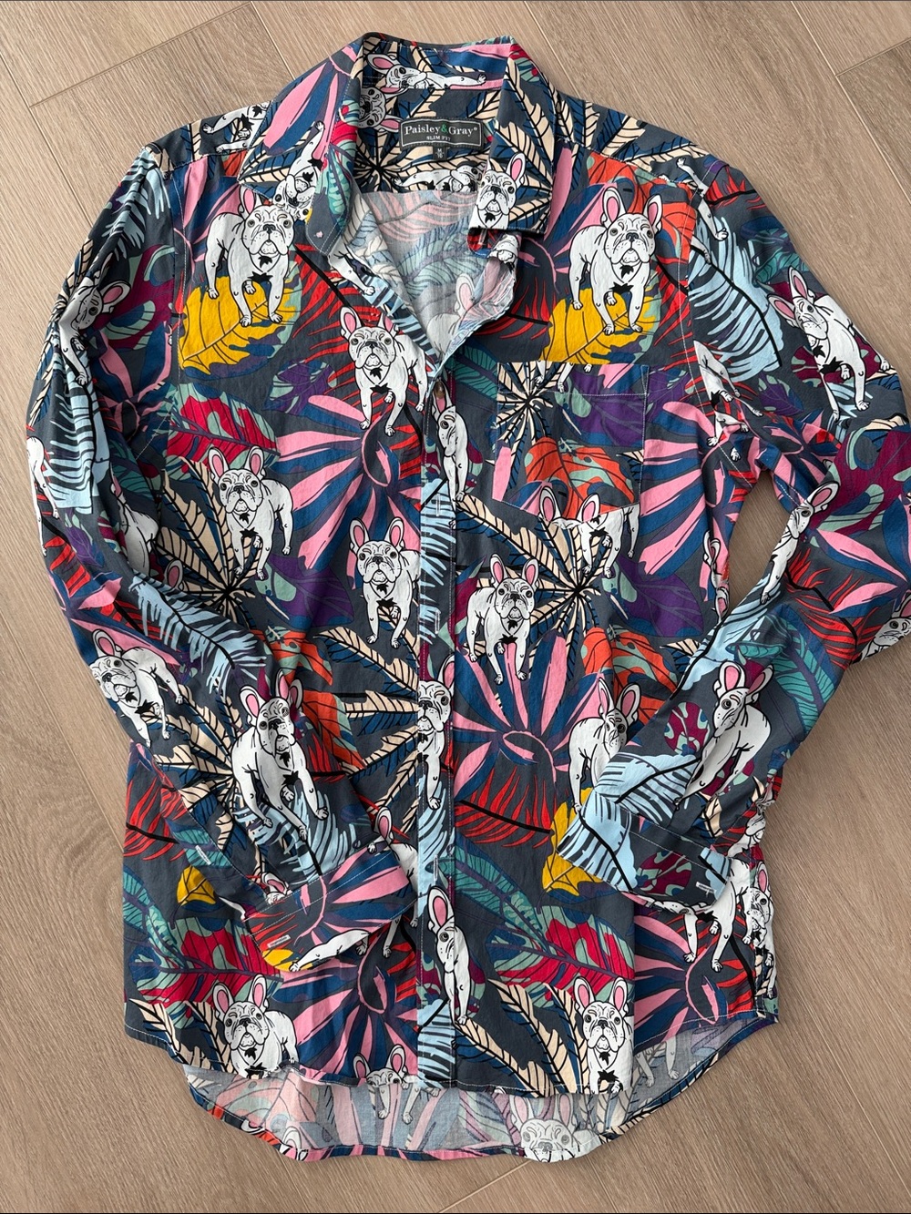 Paisley & Gray Bulldog & Leaf Print Shirt